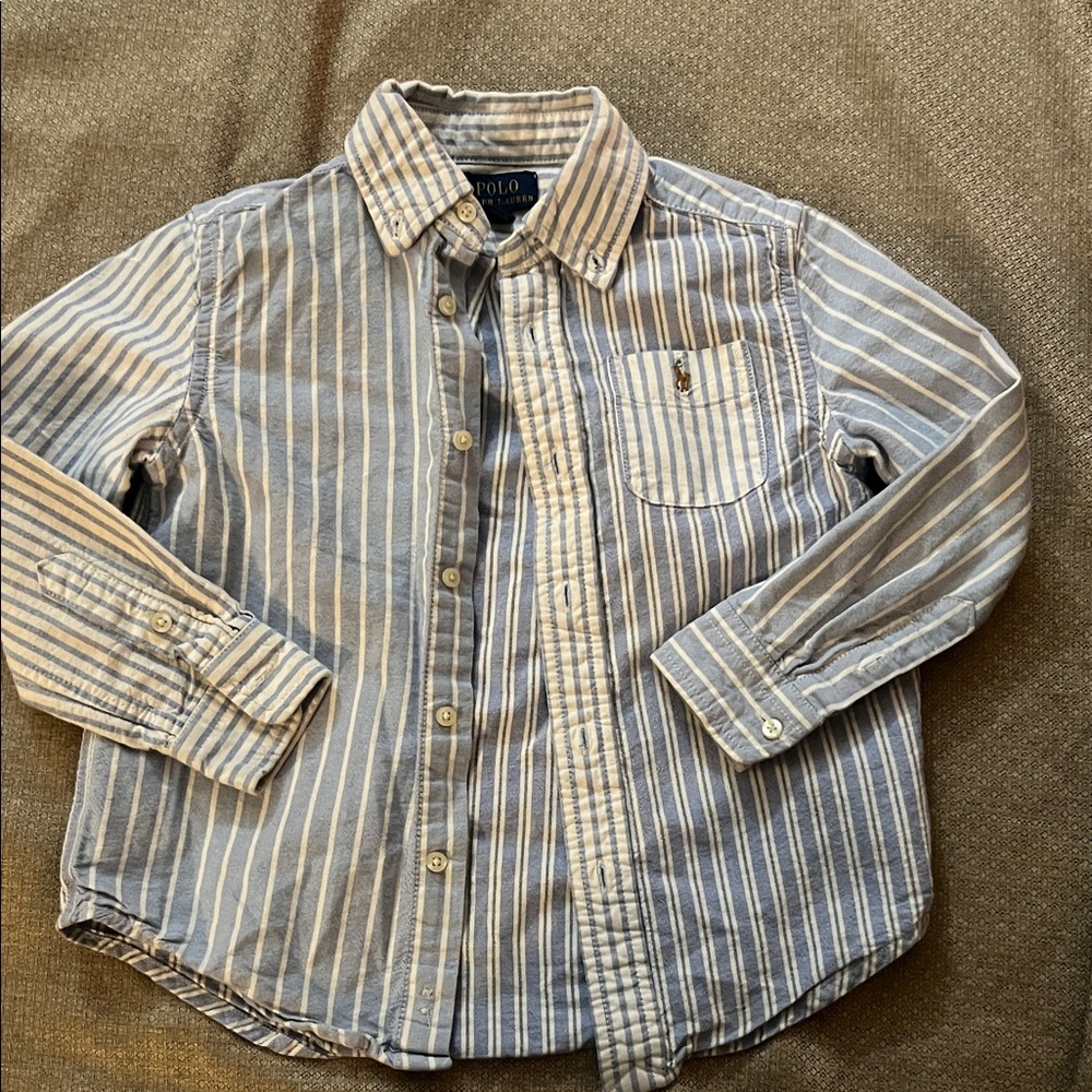 Polo by Ralph Lauren Kids Blue and White Striped Shirt